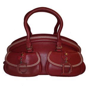 CHRISTIAN DIOR RED LEATHER DETECTIVE HANDBAG